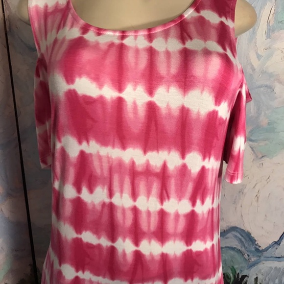 Design History Pink Tie Dye Cold Shoulder Dress - Picture 2 of 6